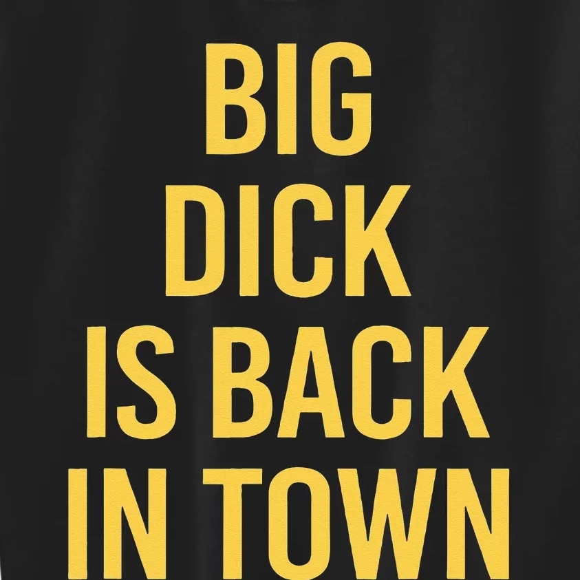 Big Dick Is Back In Town Funny Sarcastic Quote Saying Kids Sweatshirt