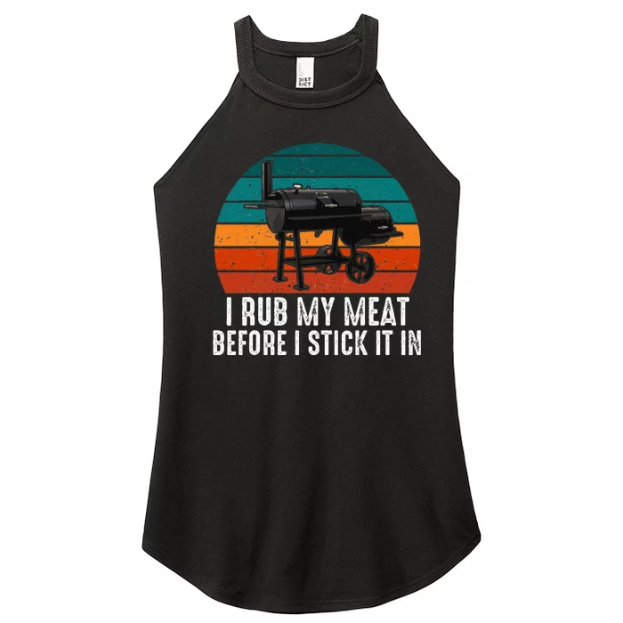 Bbq Dad I Rub My Meat Before I Stick It In Offset Smoker Pit Women’s Perfect Tri Rocker Tank