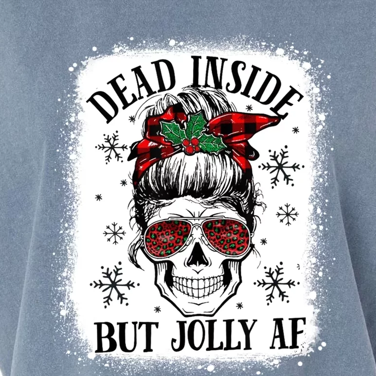 Bleached Dead Inside But Jolly Af Skull Skeleton Christmas Cute Gift Garment-Dyed Women's Muscle Tee