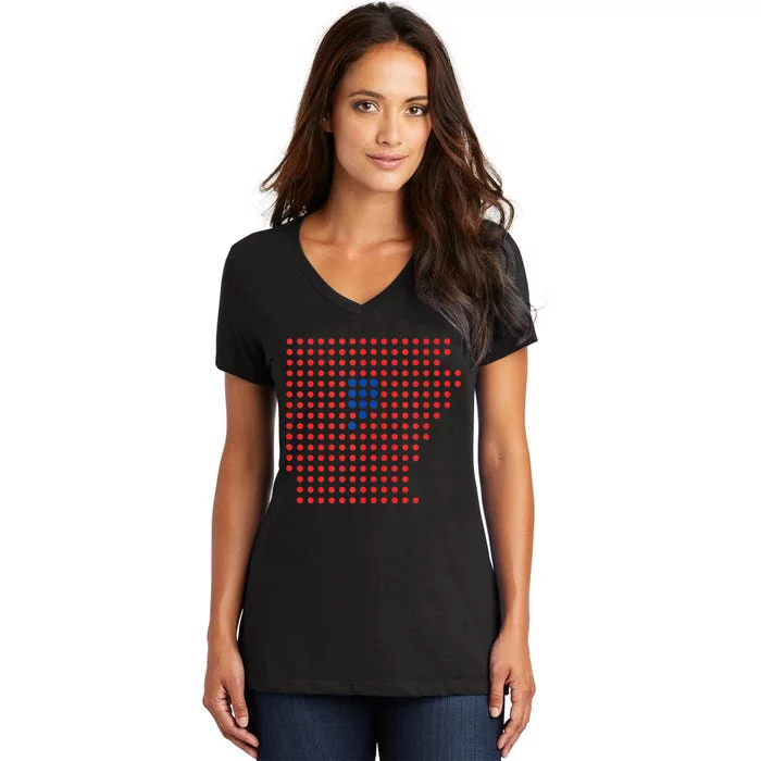 Blue Dot In A Red State Arkansas Vote Kamala Women's V-Neck T-Shirt