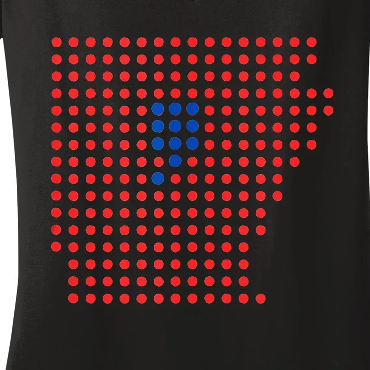 Blue Dot In A Red State Arkansas Vote Kamala Women's V-Neck T-Shirt