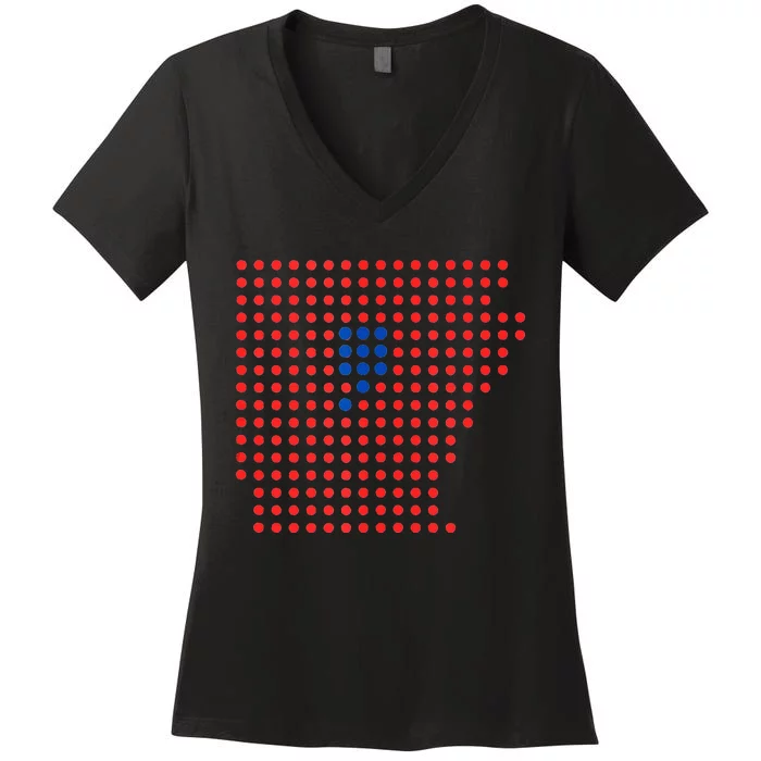 Blue Dot In A Red State Arkansas Vote Kamala Women's V-Neck T-Shirt