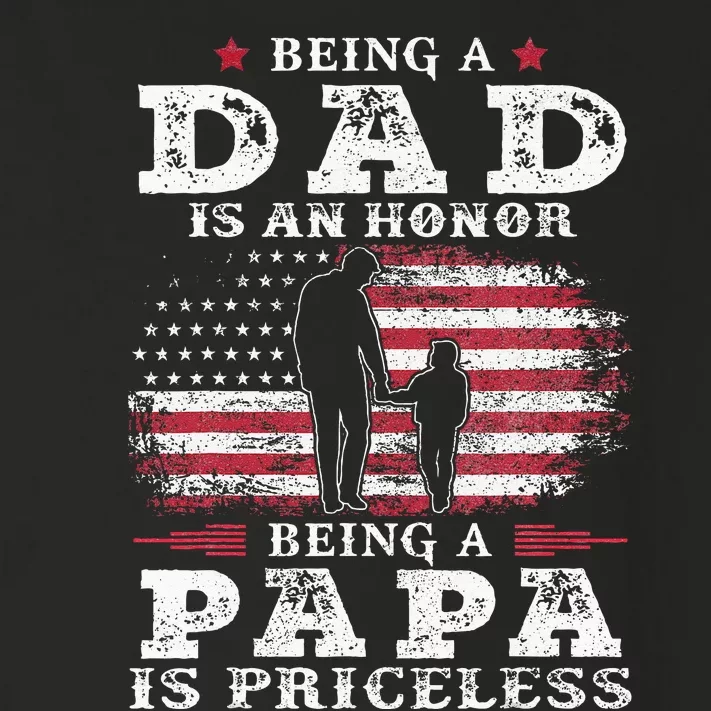 Being Dad Is An Honor Being Papa Is Priceless USA Flag Toddler Long Sleeve Shirt