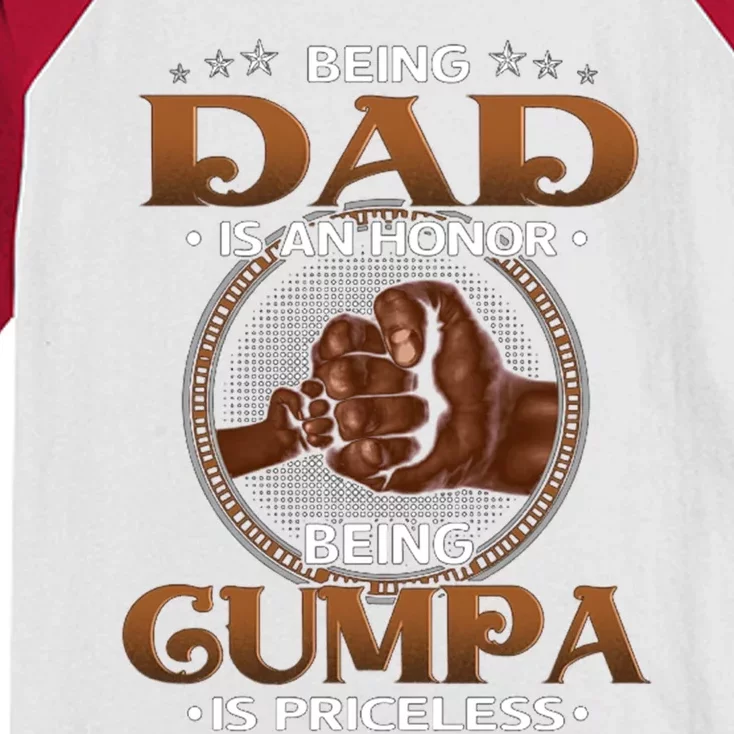 Being Dad Is An Honor Being Gumpa Is Priceless Gift Melanin Dad Cute Gift Kids Colorblock Raglan Jersey