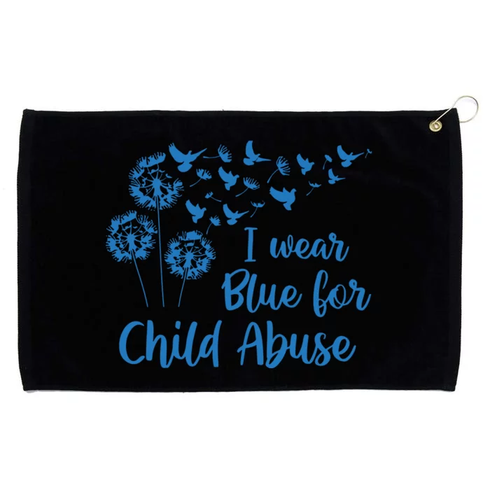 Bird Dandelion I Wear Blue For Child Abuse Protect Child Grommeted Golf Towel