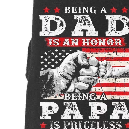 Being Dad is an Honor Being Papa is Priceless USA Flag Doggie 3-End Fleece Hoodie