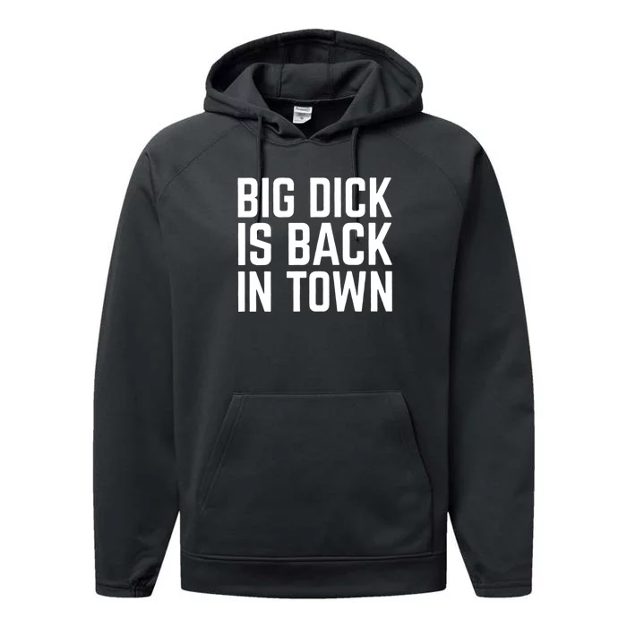 Big Dick Is Back In Town Funny Adult Sex Joke Gift Idea Performance Fleece Hoodie