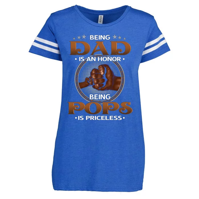 Being Dad Is An Honor Being Pops Is Priceless Cute Gift Melanin Dad Gift Enza Ladies Jersey Football T-Shirt