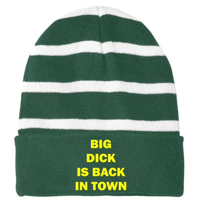 Big Dick Is Back In Town Striped Beanie with Solid Band