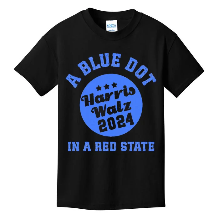 Blue Dot In A Red State Arkansas Vote Kamala Harris Walz 24 Kids T-Shirt