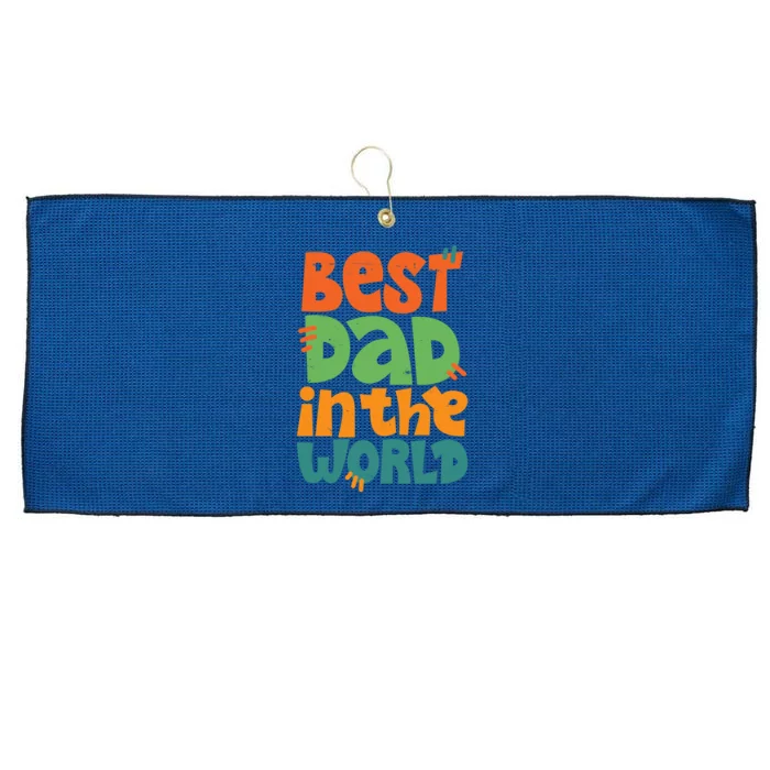 Best Dad In The World Cute Fathers Day Large Microfiber Waffle Golf Towel