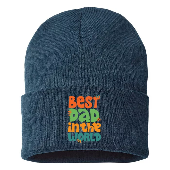 Best Dad In The World Cute Fathers Day Sustainable Knit Beanie