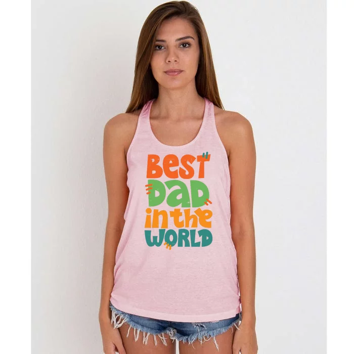 Best Dad In The World Cute Fathers Day Women's Knotted Racerback Tank