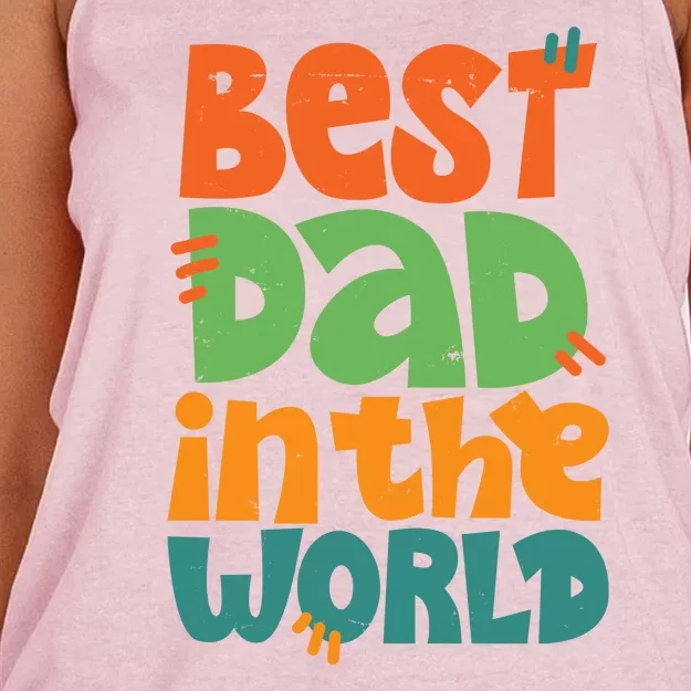 Best Dad In The World Cute Fathers Day Women's Knotted Racerback Tank