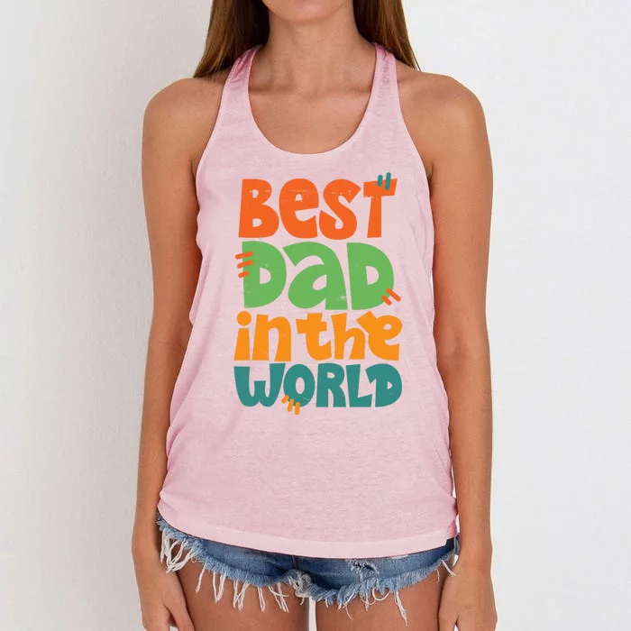 Best Dad In The World Cute Fathers Day Women's Knotted Racerback Tank