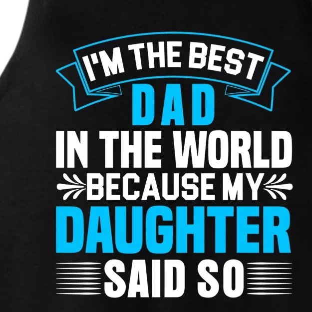 Best Dad In The World On Fathers Day Funny Gift Ladies Tri-Blend Wicking Tank