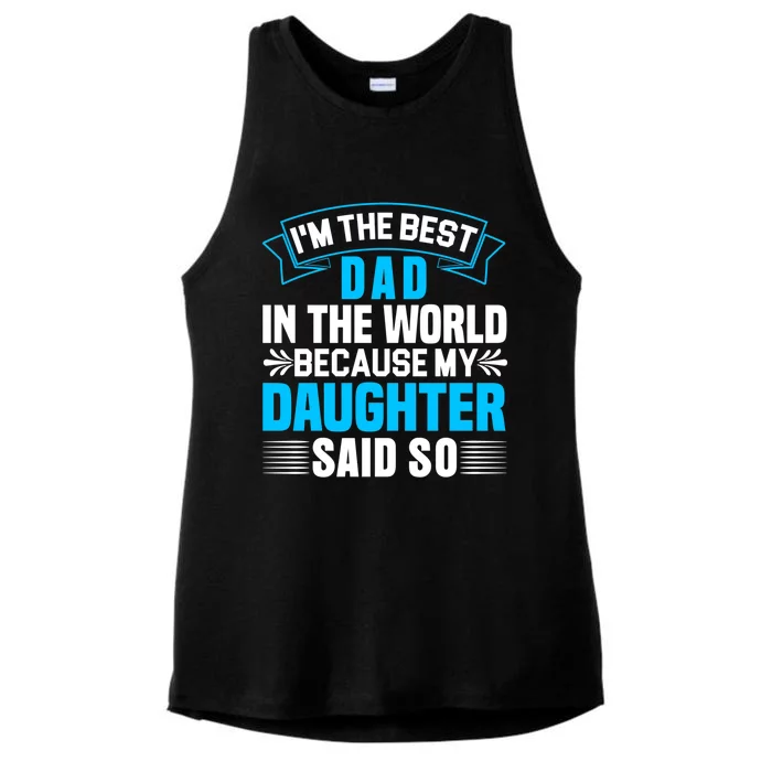 Best Dad In The World On Fathers Day Funny Gift Ladies Tri-Blend Wicking Tank