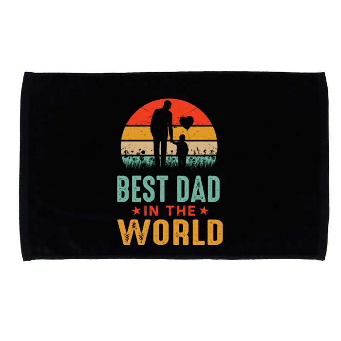 Best Dad In The World Coolest Dad Retro Vintage Fathers Day Gift Microfiber Hand Towel