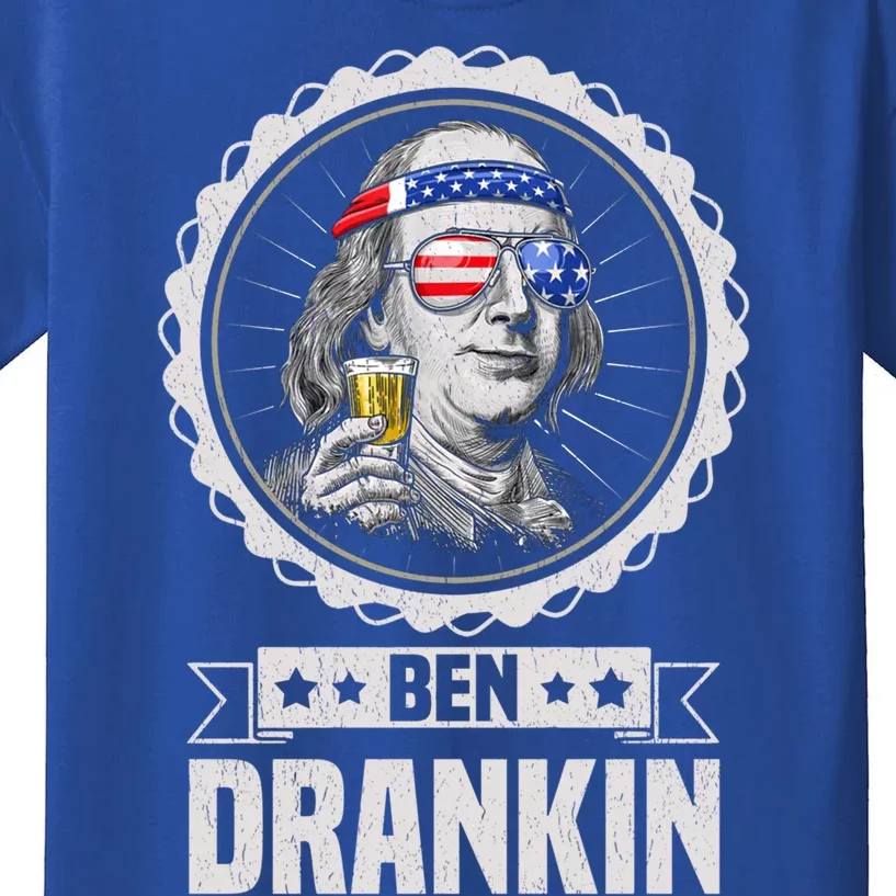 Ben Drankin July 4th American Flag Patriotic Beer Er Cool Gift Kids T-Shirt