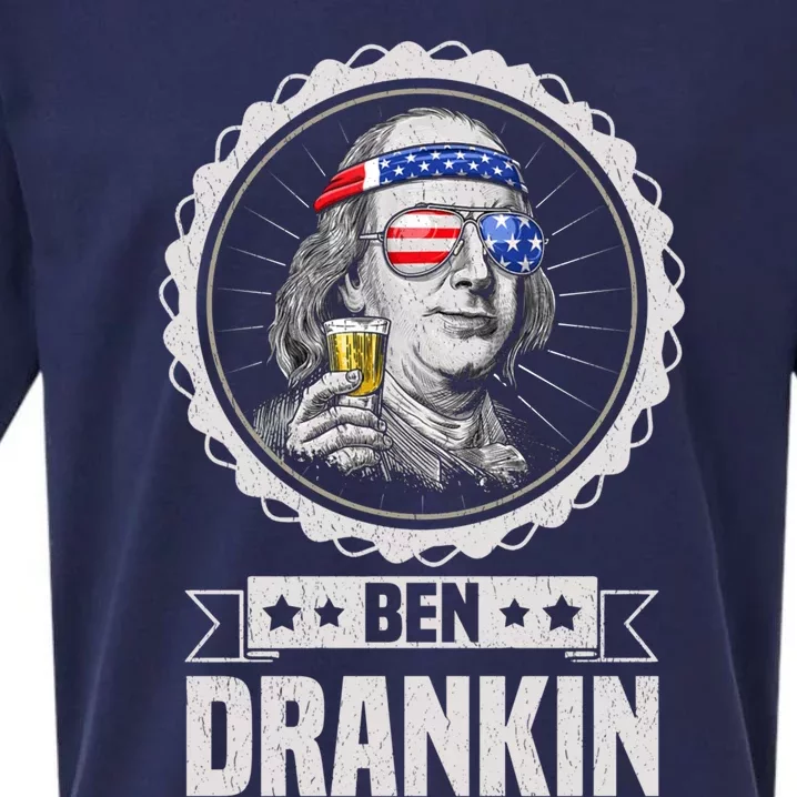 Ben Drankin July 4th American Flag Patriotic Beer Er Cool Gift Sueded Cloud Jersey T-Shirt