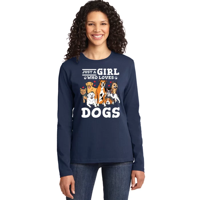 Boxer Dog Just A Girl Who Loves Dogs Ladies Long Sleeve Shirt