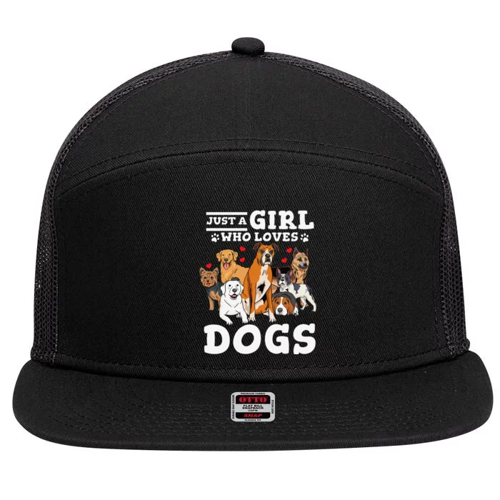 Boxer Dog Just a Who Loves Dogs 7 Panel Mesh Trucker Snapback Hat