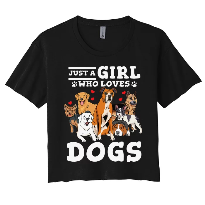 Boxer Dog Just a Who Loves Dogs Women's Crop Top Tee