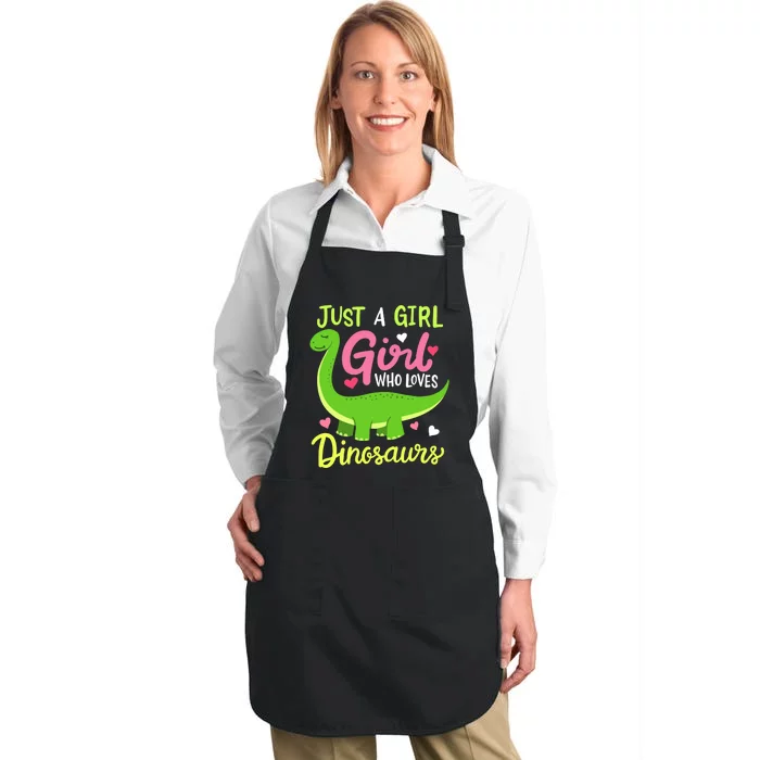 Brachiosaurus Dinosaur Just a Girl Who Loves Dinosaurs Full-Length Apron With Pocket