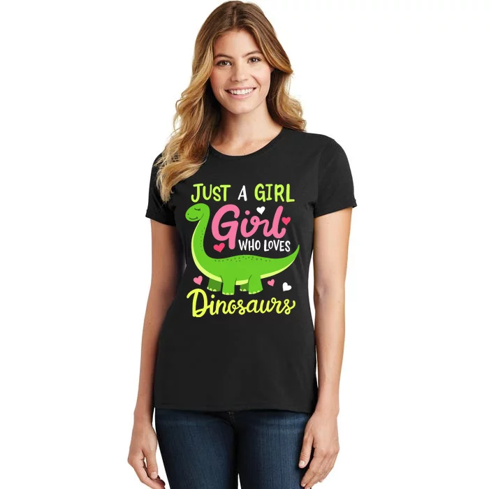 Brachiosaurus Dinosaur Just a Girl Who Loves Dinosaurs Women's T-Shirt