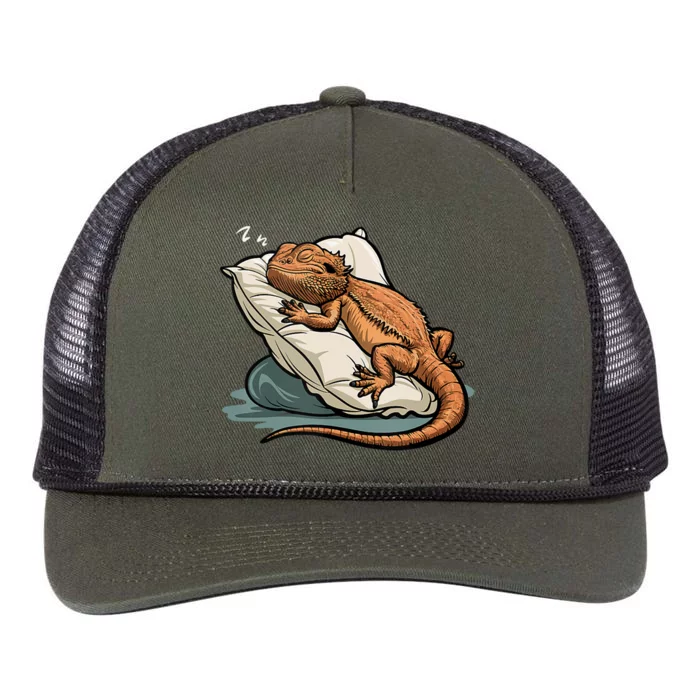 Bearded Dragon Lizard Lover Funny Breaded Dragon Retro Rope Trucker Hat Cap