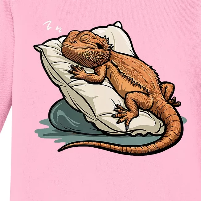 Bearded Dragon Lizard Lover Funny Breaded Dragon Baby Long Sleeve Bodysuit