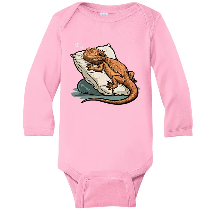 Bearded Dragon Lizard Lover Funny Breaded Dragon Baby Long Sleeve Bodysuit