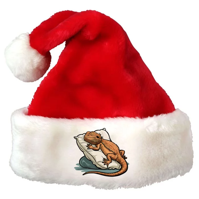 Bearded Dragon Lizard Lover Funny Breaded Dragon Premium Christmas Santa Hat