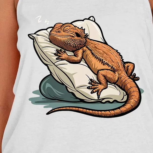 Bearded Dragon Lizard Lover Funny Breaded Dragon Women's Knotted Racerback Tank