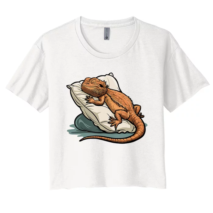 Bearded Dragon Lizard Lover Funny Breaded Dragon Women's Crop Top Tee