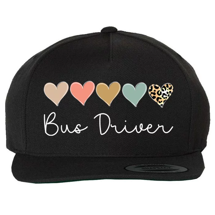 Bus Driver Leopard Heart Bus Squad Valentine's Day Gift Wool Snapback Cap