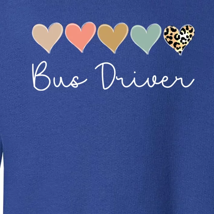 Bus Driver Leopard Heart Bus Squad Valentine's Day Gift Toddler Sweatshirt