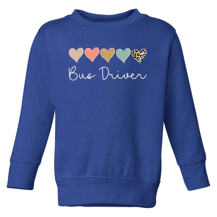 Bus Driver Leopard Heart Bus Squad Valentine's Day Gift Toddler Sweatshirt