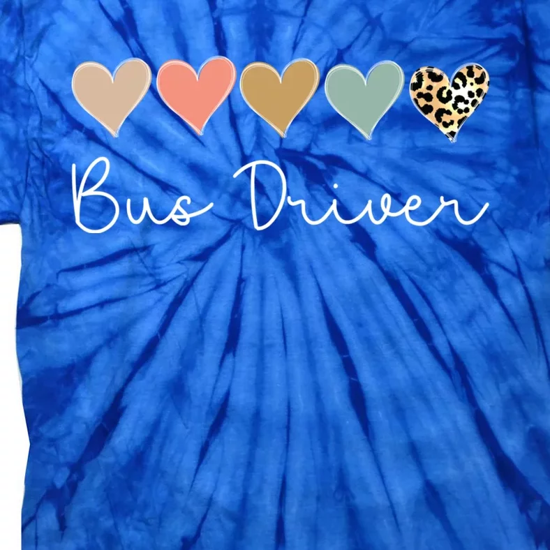 Bus Driver Leopard Heart Bus Squad Valentine's Day Gift Tie-Dye T-Shirt