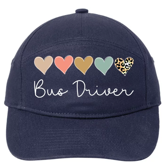 Bus Driver Leopard Heart Bus Squad Valentine's Day Gift 7-Panel Snapback Hat