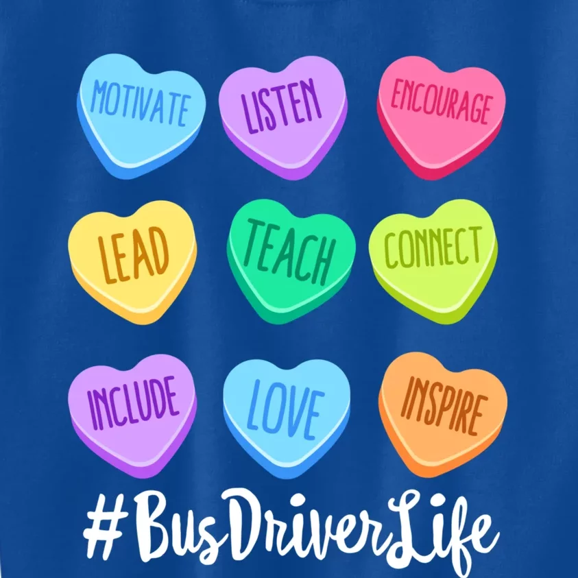 Bus Driver Life Teacher Valentine's Day Pastel Candy Heart Gift Kids Sweatshirt