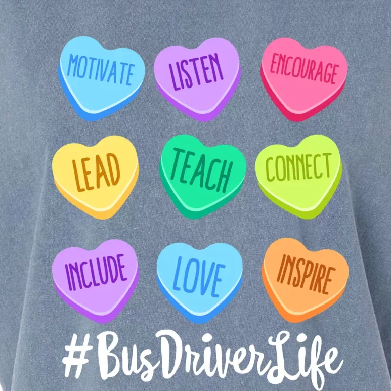 Bus Driver Life Teacher Valentine's Day Pastel Candy Heart Gift Garment-Dyed Women's Muscle Tee