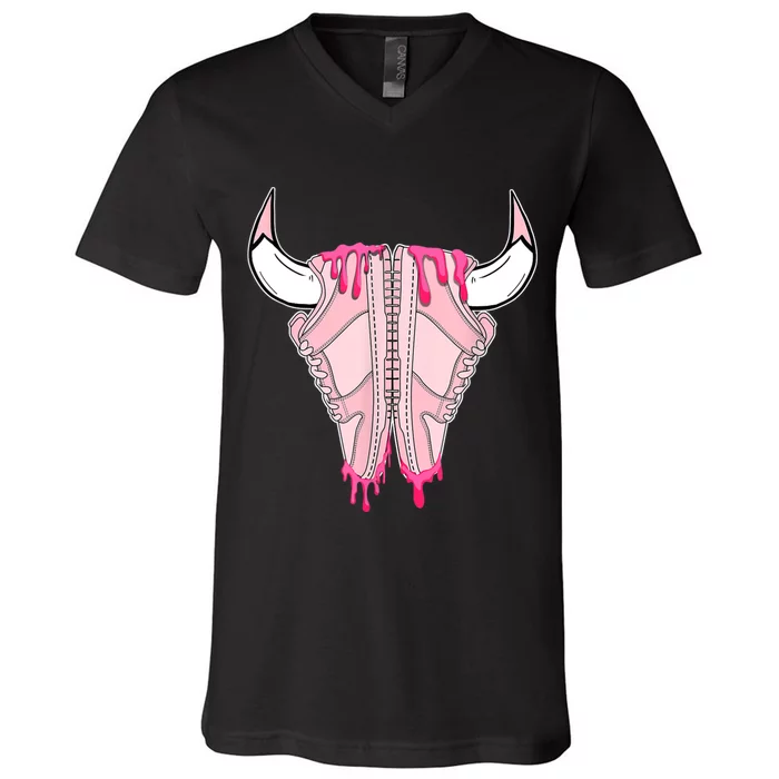 Buffalo Drip Low Triple Pink Matching V-Neck T-Shirt