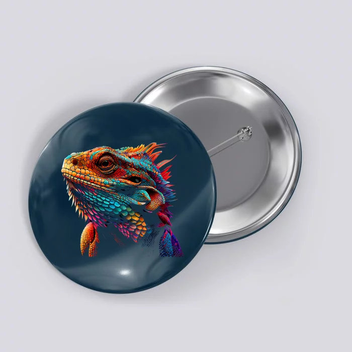 Bearded Dragon Lover Fun Colorful Cool Painting Art Cute Pet Button