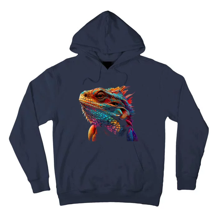 Bearded Dragon Lover Fun Colorful Cool Painting Art Cute Pet Tall Hoodie