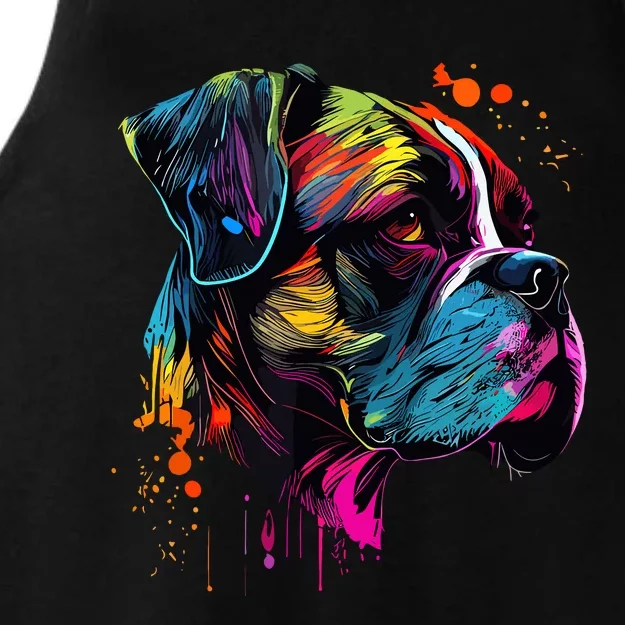 Boxer Dog Lovers Pop Art Design Cute Boxer Dog Ladies Tri-Blend Wicking Tank