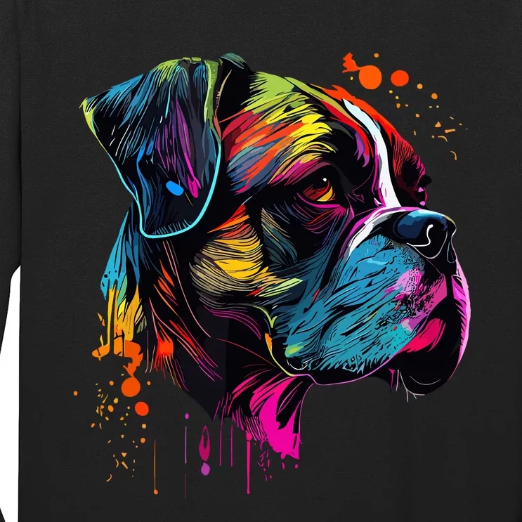 Boxer Dog Lovers Pop Art Design Cute Boxer Dog Long Sleeve Shirt