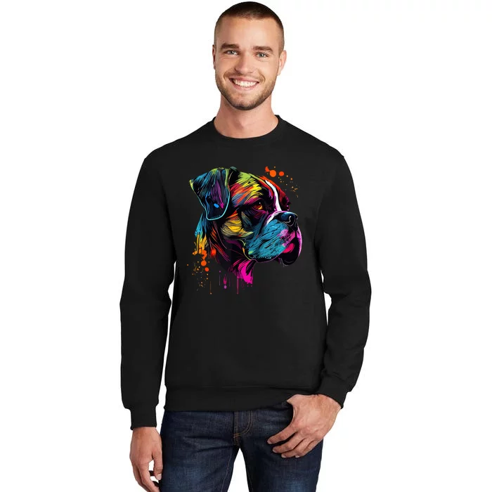 Boxer Dog Lovers Pop Art Design Cute Boxer Dog Tall Sweatshirt