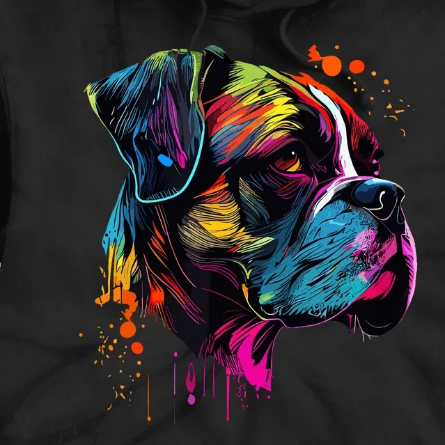 Boxer Dog Lovers Pop Art Design Cute Boxer Dog Tie Dye Hoodie