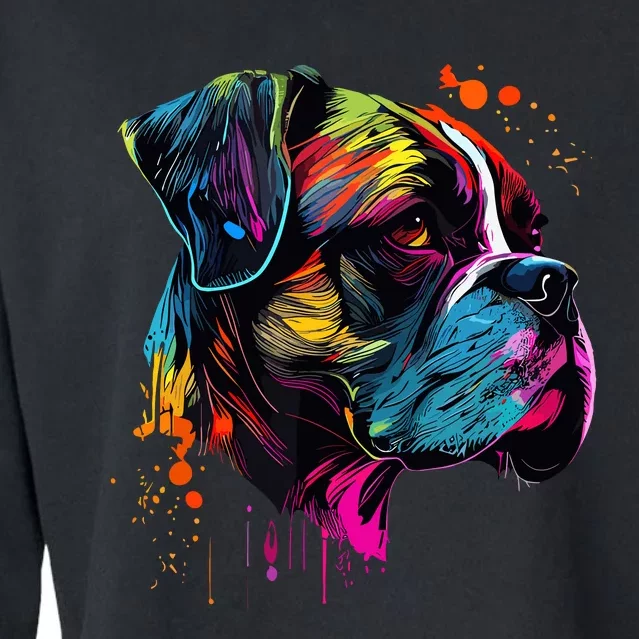 Boxer Dog Lovers Pop Art Design Cute Boxer Dog Cropped Pullover Crew